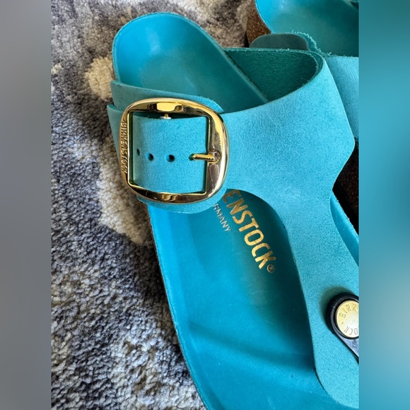 Like New Birkenstock Gizeh Oiled Leather Big Buckle Biscay Bay Sandals - Picture 4 of 8